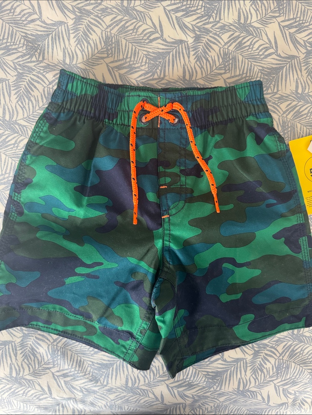 GAP Boys Green & Navy Camo Swim Trunks with Orange Drawstring 3 Years